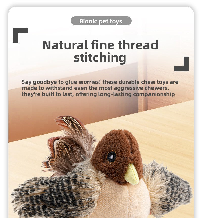 Interactive Cat Toy with Touch Sensitive Sound Plush Bird Hedgehog Capybara Teaser Stick for Teeth Grinding Self Play and Boredom Relief