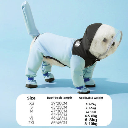 Waterproof Pet Raincoat Full Coverage Four Legged Design for Small and Medium Dogs Summer Outdoor Adventure Cartoon Teddy Dog Clothes