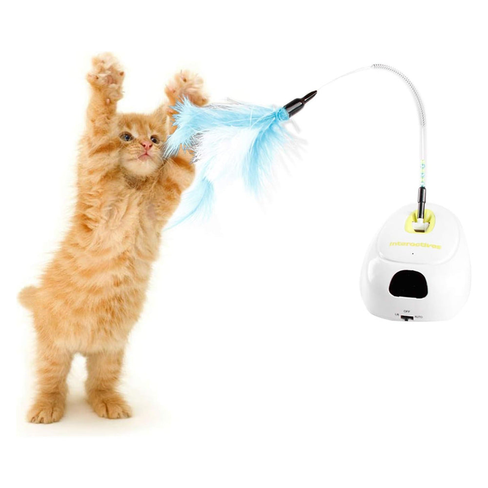 Smart Electric Cat Tease Stick Fixed Knob Auto-Sensing Feather Ribbon Fun Toy