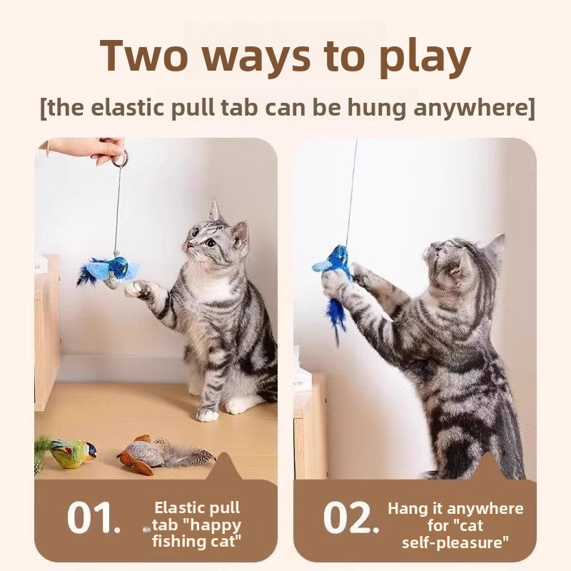 Simulation Bird Sound Cat Toy SelfEntertainment Teaser Wand for EnergyBurning Kitten
