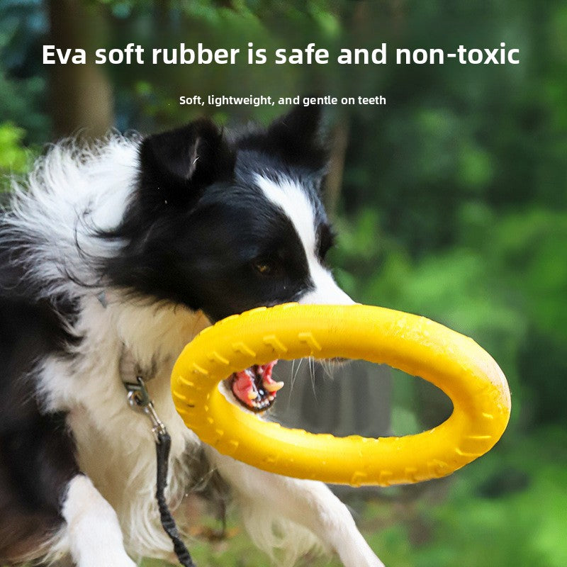 Dog Outdoor Training Energy-Consuming Safe Soft Rubber Interactive Pull Ring Toy