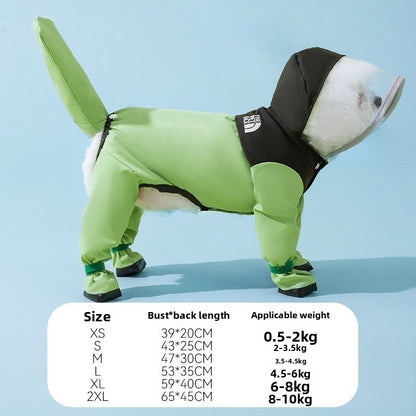 3D Dinosaur Tail Dog Raincoat Waterproof Reflective Pet Rain Poncho for Medium Large Breeds Like Golden Retriever Hooded Rain Gear