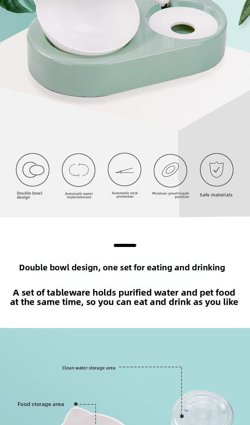 Slanted Neck Protection Automatic Water Refill Pet Bowl for Cats