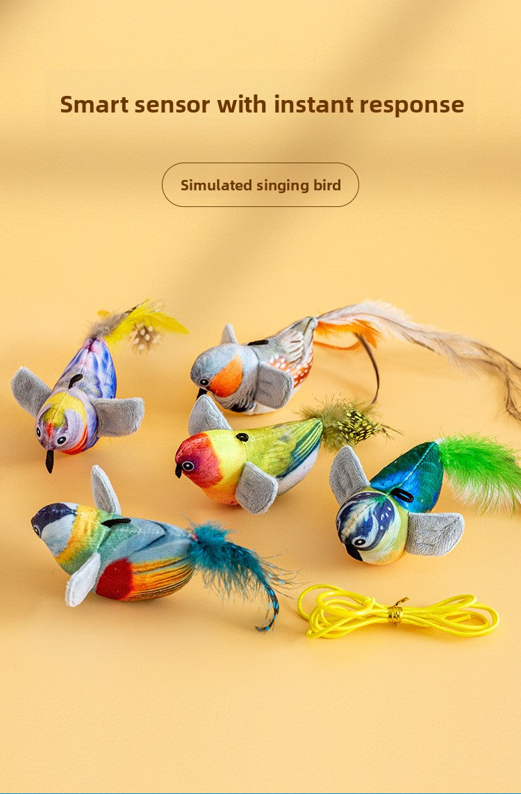 Realistic Bird Feather Bell Replacement Head for Cat Teaser Wand Pet Toy