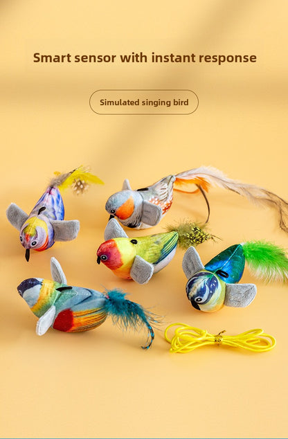 Realistic Bird Feather Bell Replacement Head for Cat Teaser Wand Pet Toy