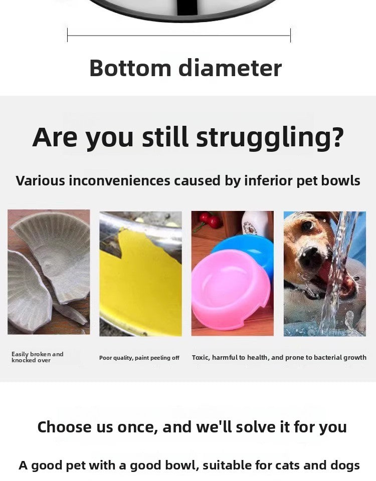 Stainless Steel Anti-Spill Dog Food Bowl Extra Large Non-Slip Rice Dish