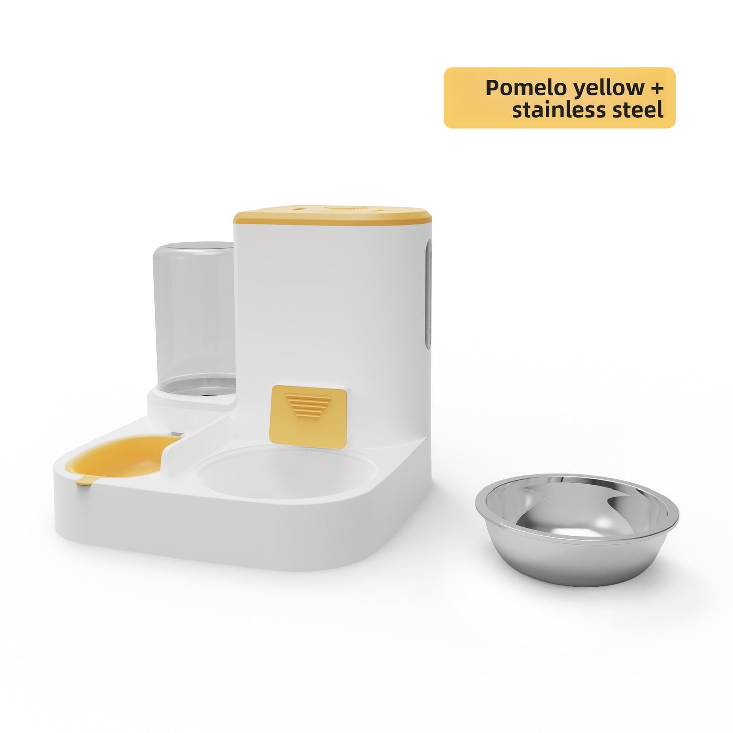 Anti-Tip Cat/Dog Feeder with Large Capacity Automatic Waterer, Ceramic/Stainless Steel Bowls