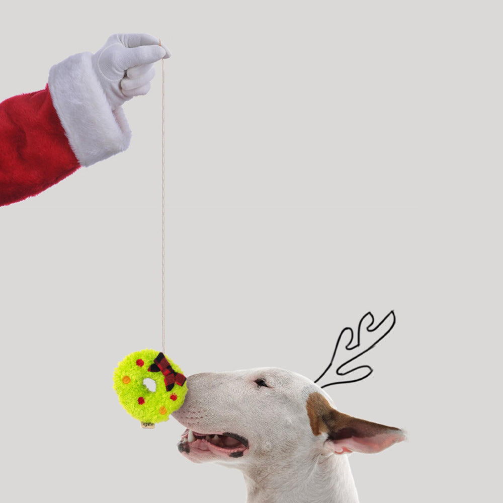 Multiple Christmas Pet Toys Pinecone Treat Dispenser Dog Chew Toy Teaser Wand Pet Bed Set