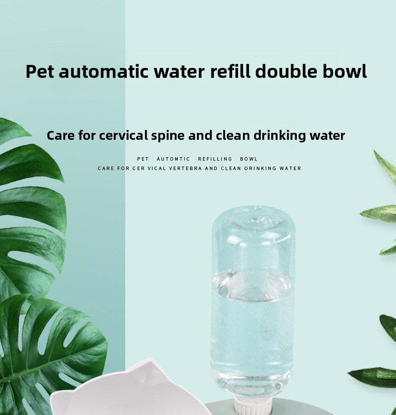 Slanted Neck Protection Automatic Water Refill Pet Bowl for Cats