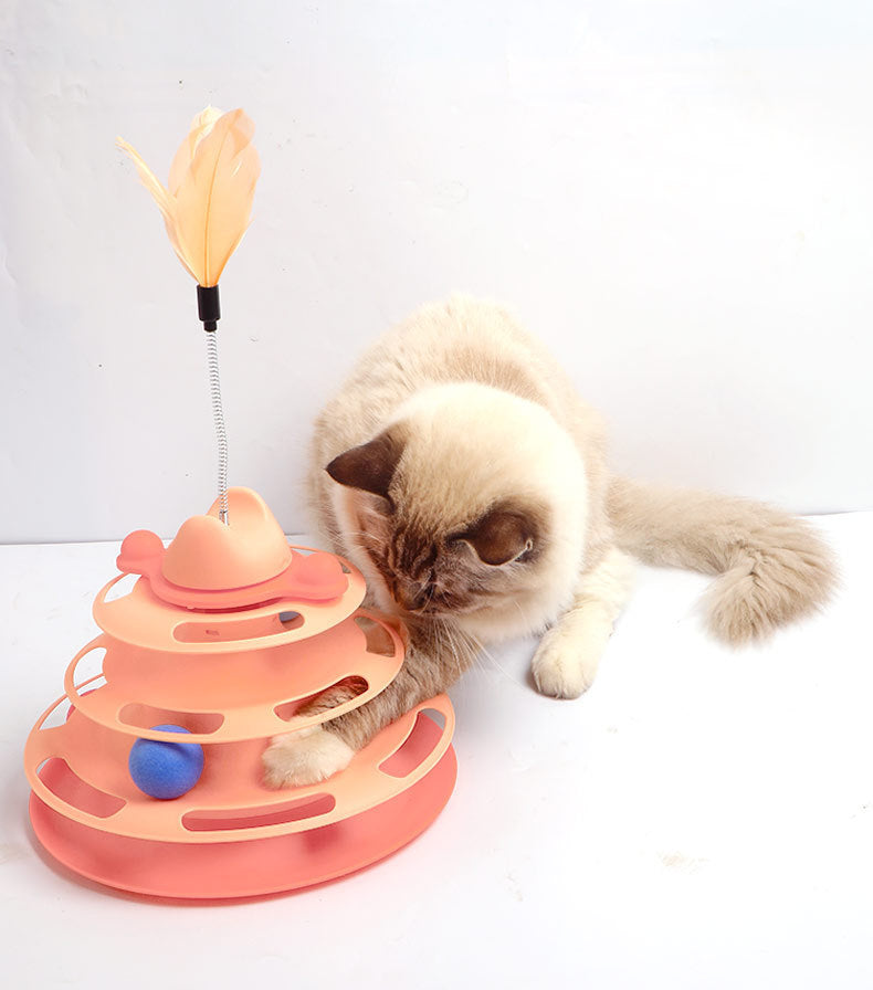 Cat Spinner Feather Teaser Toy Tower Game Pet Supplies