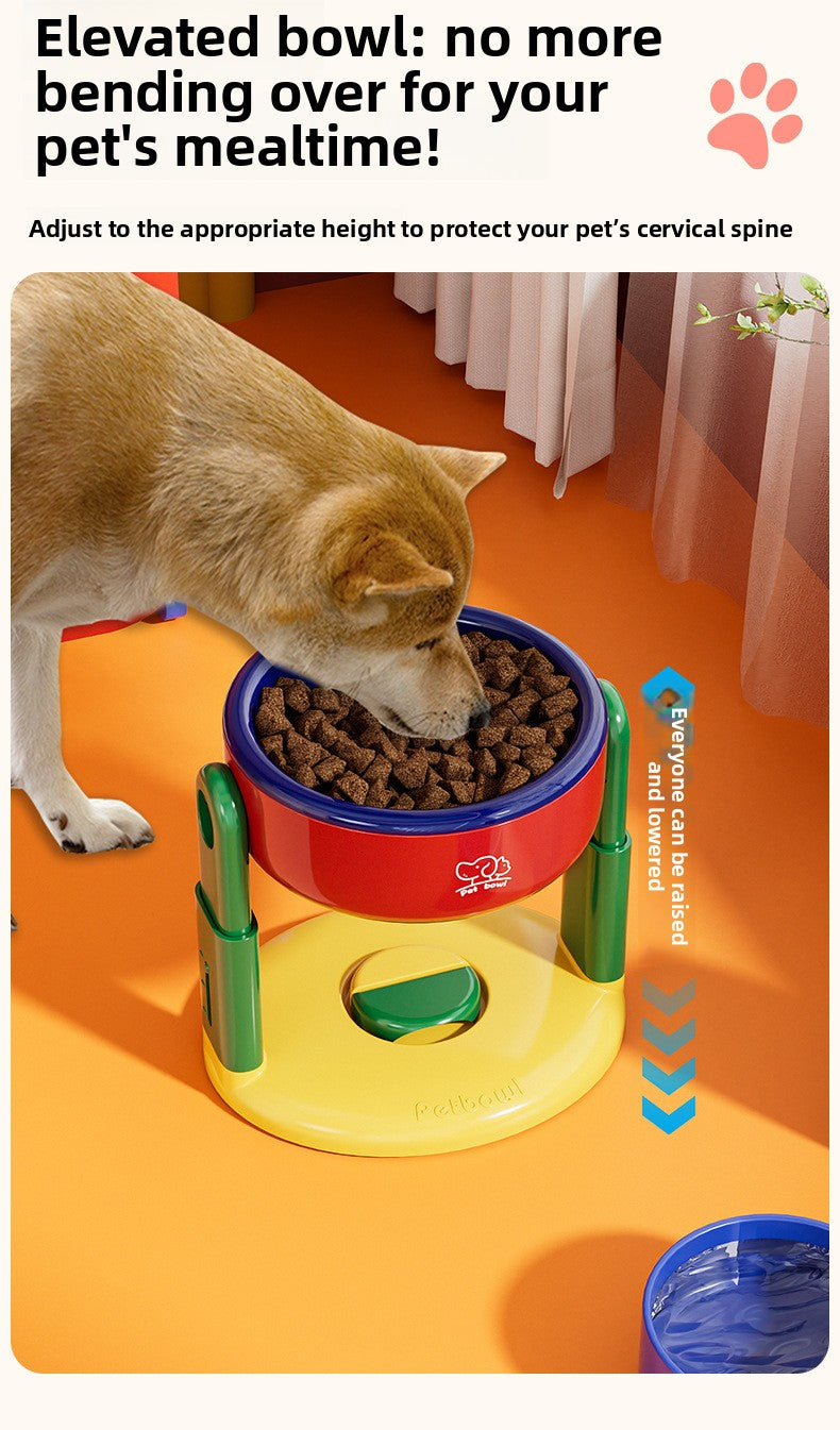 Adjustable Height Dog Food Bowl Elevated Anti Spill Pet Bowl Slanted Stand Feeder for Neck Health Large Medium Small Dogs Cats