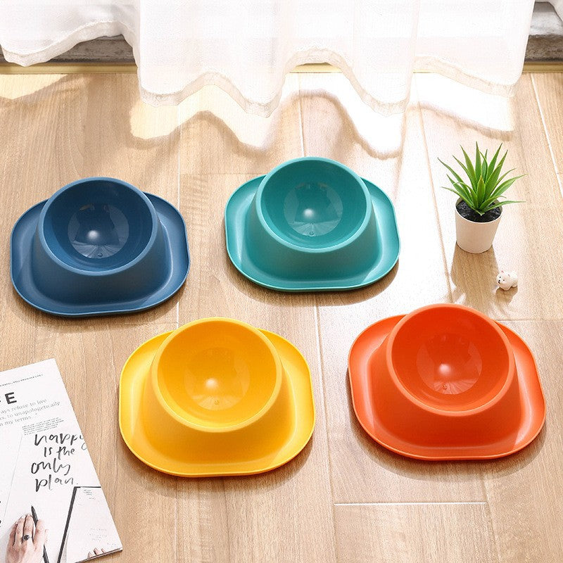 Dog Bowl Double Bowl Ceramic Dog Bowl Anti-Slip Anti-Tip Stainless Steel Pet Bowl Large Capacity Plastic Pet Food Bowl