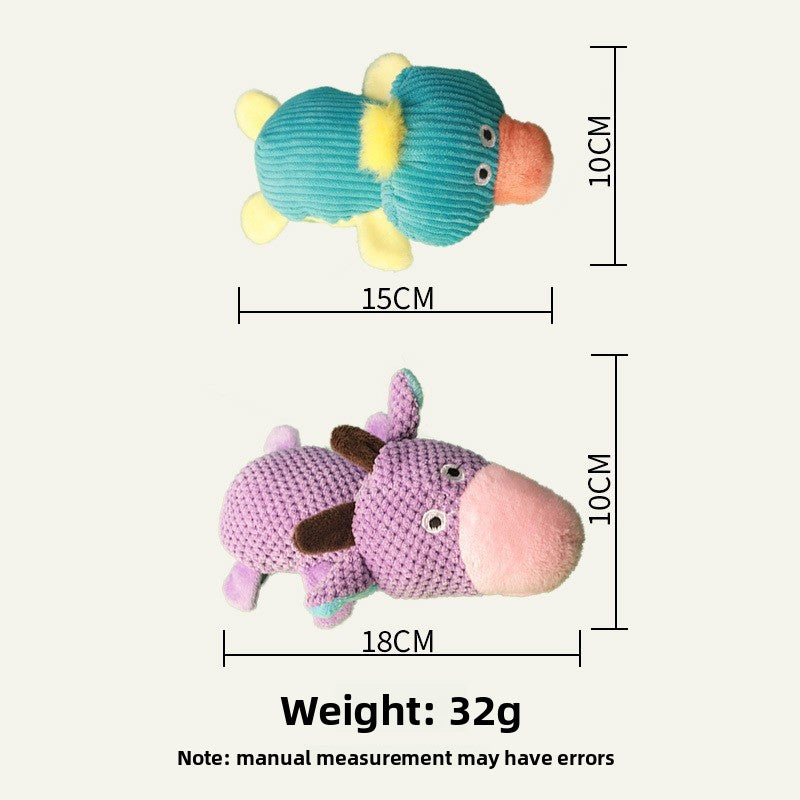 Dog Sound Resistant Bite Grind Teeth Pet Toy Plush Cow Duck Shapes Special Discount