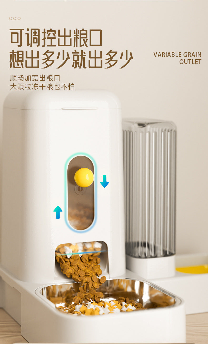 Stainless Steel Cat Bowl Dog Bowl Automatic Water Dispenser with Dry Wet Food Separation Large Capacity Pet Feeder Drinking Fountain Quiet Pump