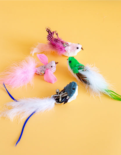 Realistic Bird Feather Bell Replacement Head for Cat Teaser Wand Pet Toy