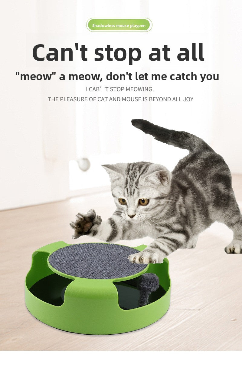 Cat Turntable Puzzle Play Plate Featuring Shadowless Mouse Toy