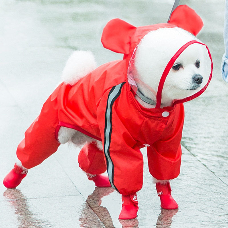 Waterproof Pet Raincoat Full Coverage Four Legged Design for Small and Medium Dogs Summer Outdoor Adventure Cartoon Teddy Dog Clothes