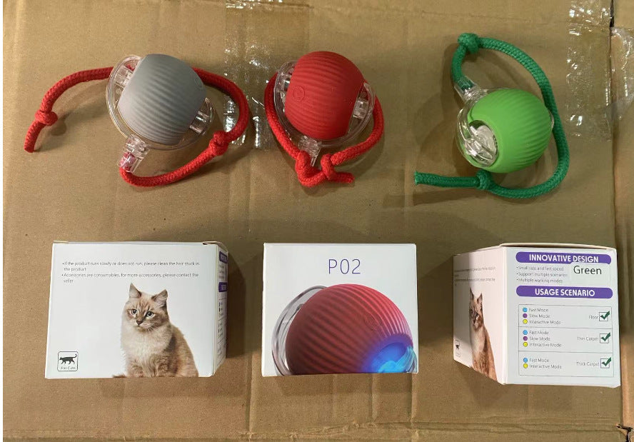 Rechargeable Automatic Cat Toy Ball with Variable Speed Smart Motion for Cats Interactive Self Play Pet Entertainment Teaser Ball