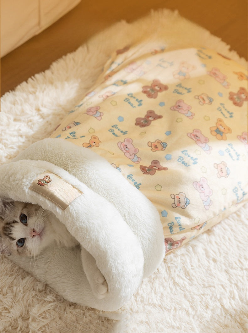 Dog House Pet Nest Closed Type Autumn Winter Cat Nest Two-tone Knitted Tent Nest Warm Round Nest Enclosed Dog House Pet