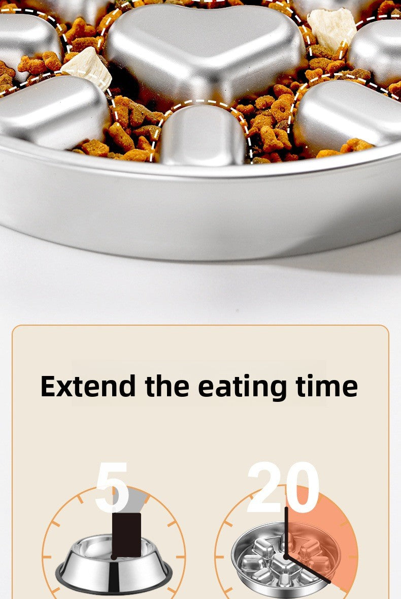 304 Stainless Steel Slow Feeder Heart Bowl for Cats and Dogs