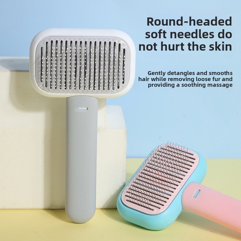 Professional Stainless Steel Pet Deshedding Brush One Click Hair Removal Comb for Cats Dogs Effective Grooming and Massage Tool