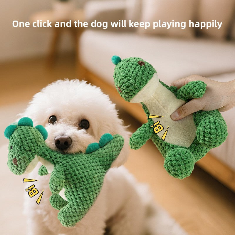 Durable Dinosaur Plush Dog Toy with Squeaker Interactive Chew Toy for Small Medium Dogs Tough Chewers Pet Supplies Puppy Teething