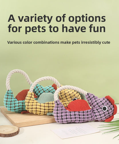 Squeaky Dog Toy Pineapple Fleece Chew Resistant Puppy Teething Chew Toy for Small Medium Dogs Like Corgi Golden Retriever Boredom Relief Interactive Pet Toy