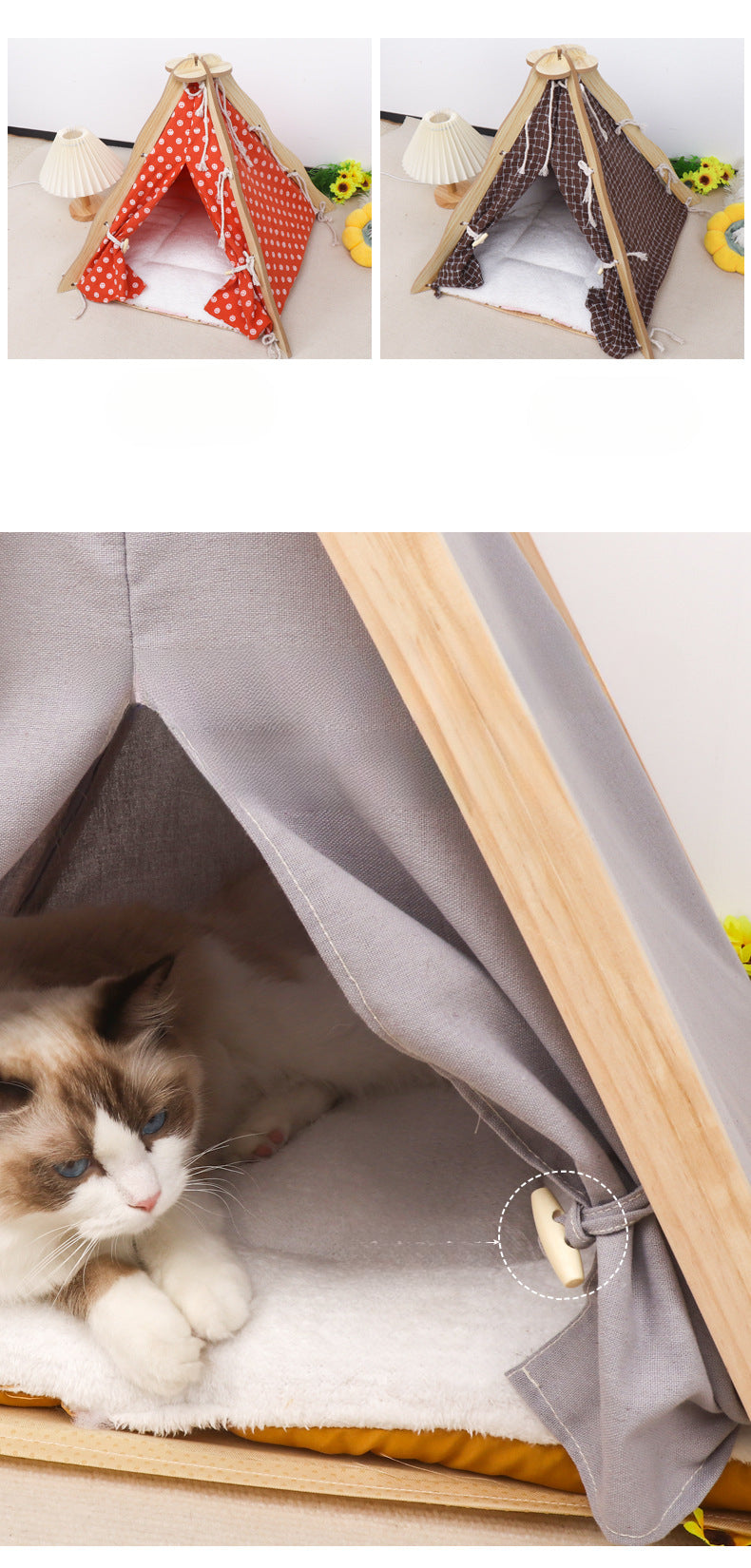 Pet Tent Dog House All-Season Universal Detachable Washable Enclosed Indoor Cat Winter Warm Cat Tent Cat House