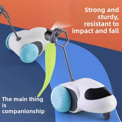 Electric Pet Running Car Feather Teaser Cat Toy for Independent Play