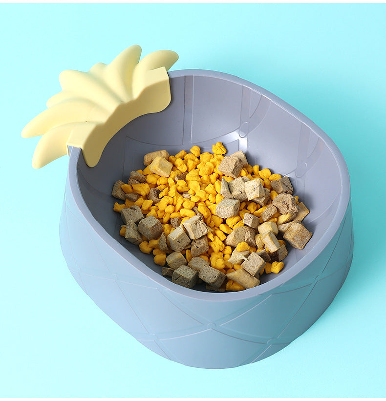 INS Aesthetic Pineapple Shaped Pet Dog Food Plastic Bowl