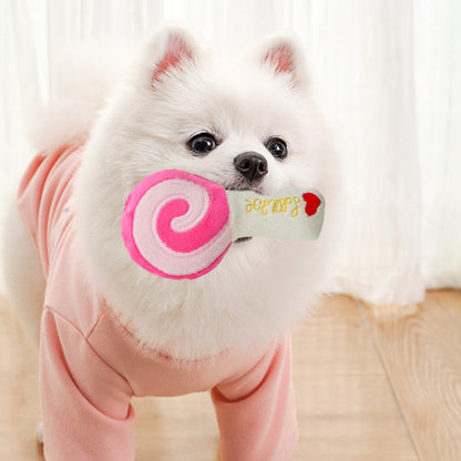 Three Colors Lollipop Plush Sound Pet Toy for Dogs Cats Supplies