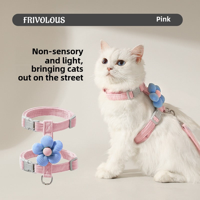 Pet Flower Cat Leash Harness for Walking Dogs