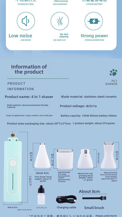 Pet Supplies New Pet Hair Trimmer Set Dog Electric Clipper Nail Grinder Pet Paw Hair Trimmer