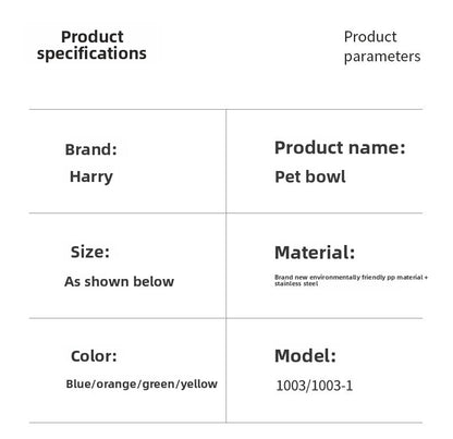 Dog Bowl Double Bowl Ceramic Dog Bowl Anti-Slip Anti-Tip Stainless Steel Pet Bowl Large Capacity Plastic Pet Food Bowl