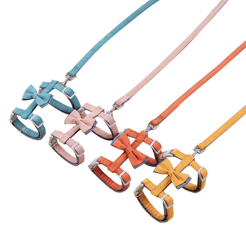Soft Cotton I-Shaped Cat Leash with Butterfly Knot Anti-Escape