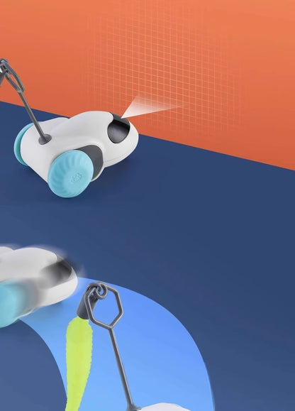 Electric Pet Running Car Feather Teaser Cat Toy for Independent Play