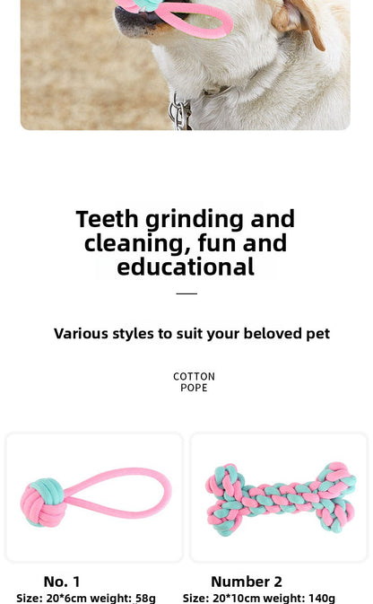 Pink Blue Combination Pet Cotton Rope Knot Toy for Tough Chewing Dogs