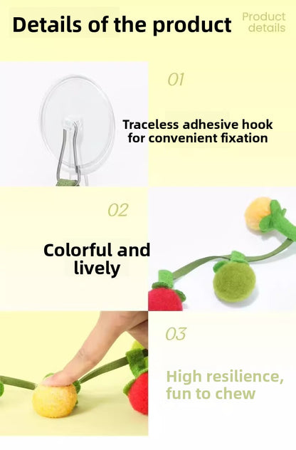 Tomato Shaped Teaser Stick Persimmon String Cat Toy Self Entertainment Boredom Buster with Bell