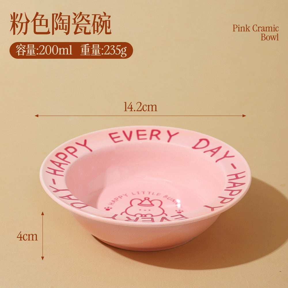 Ceramic Elevated Cat and Dog Food Bowl with Anti-Spill Design