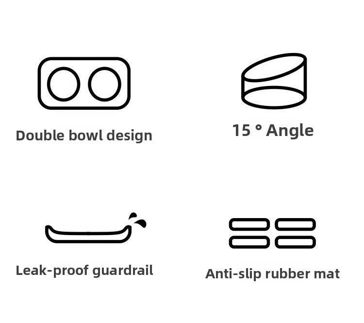 Double Bowl Stainless Steel Pet Bowl with Neck Protection for Cats Dogs