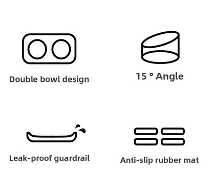 Double Bowl Stainless Steel Pet Bowl with Neck Protection for Cats Dogs