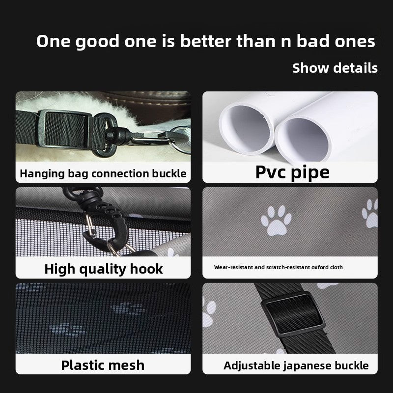 Premium Pet Car Seat Cushion Non-Slip Dog Car Hammock with Side Protection and Seat Belt Loop for Travel Safety