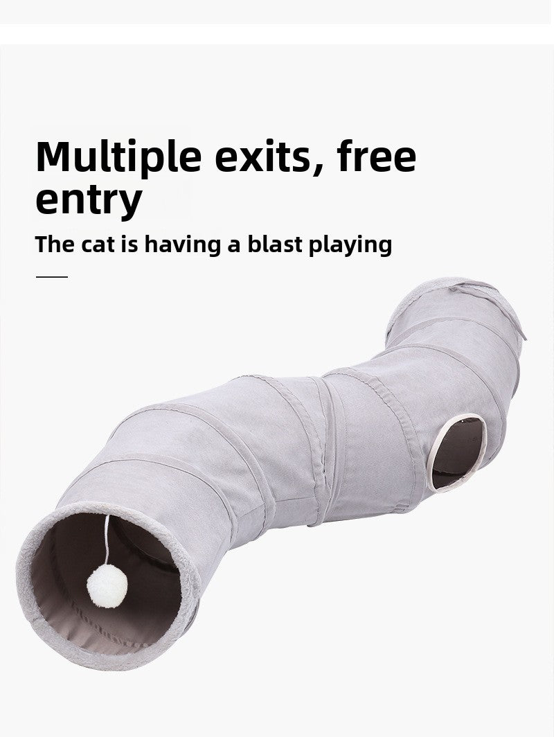 Pet Supplies Suede S-Shaped Foldable Cat Tunnel Plaything