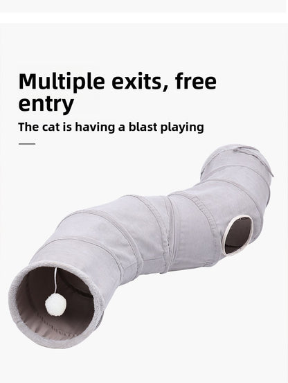 Pet Supplies Suede S-Shaped Foldable Cat Tunnel Plaything