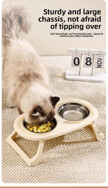 High Legged Foldable Dog Bowl Large Capacity Anti-Tip Slow Feeder Bowl Waterproof Pet Bowl for Dogs Cats Outdoor Indoor Use Easy Carry Travel Bowl