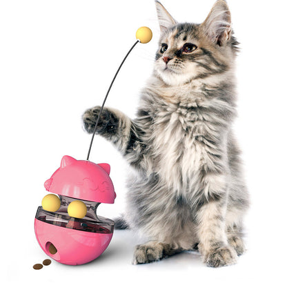 Pet Wholesale Wobble Cat Toy Feeding Ball Self-entertaining Fur Ball Cat Teaser Wand Spinner