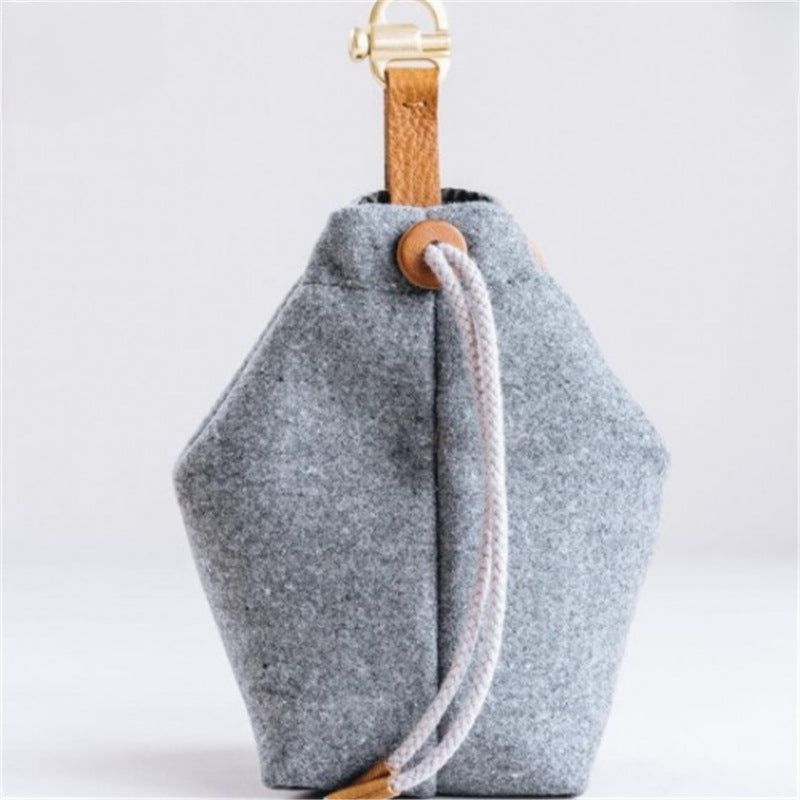 Portable Pet Dog Snack Bag Outdoor Drawstring Canvas Dog Food Bag Dog Supplies