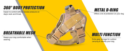 Tactical Dog Harness Quick Release No Pull Pet Vest for Medium Large Dogs German Shepherd Golden Retriever Training with Leash