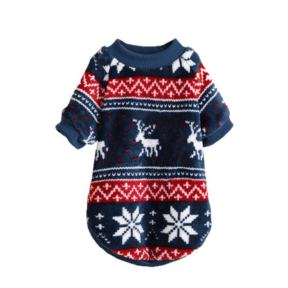 Autumn Winter Warm Simple Christmas Printed Pet Clothes for Cats Dogs
