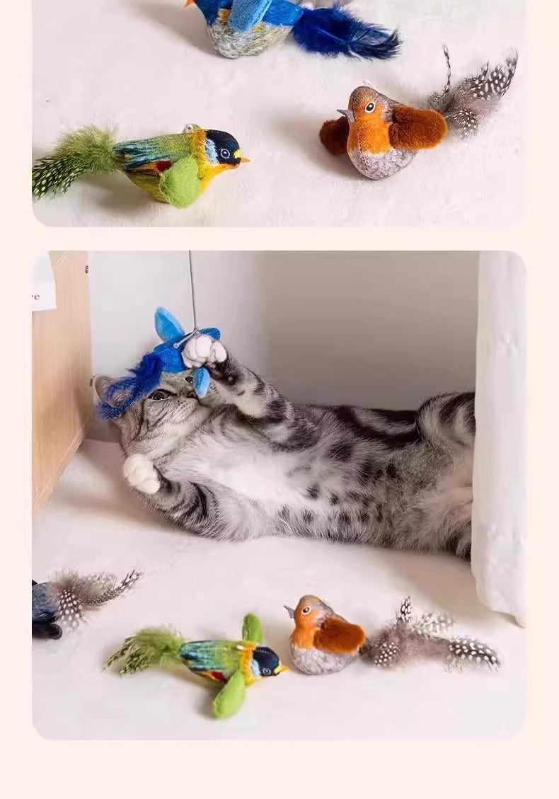 Simulation Bird Sound Cat Toy SelfEntertainment Teaser Wand for EnergyBurning Kitten